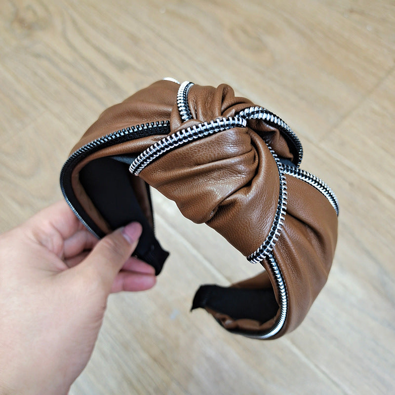 Wholesale Pu Leather Wide Edge Knotted Headband